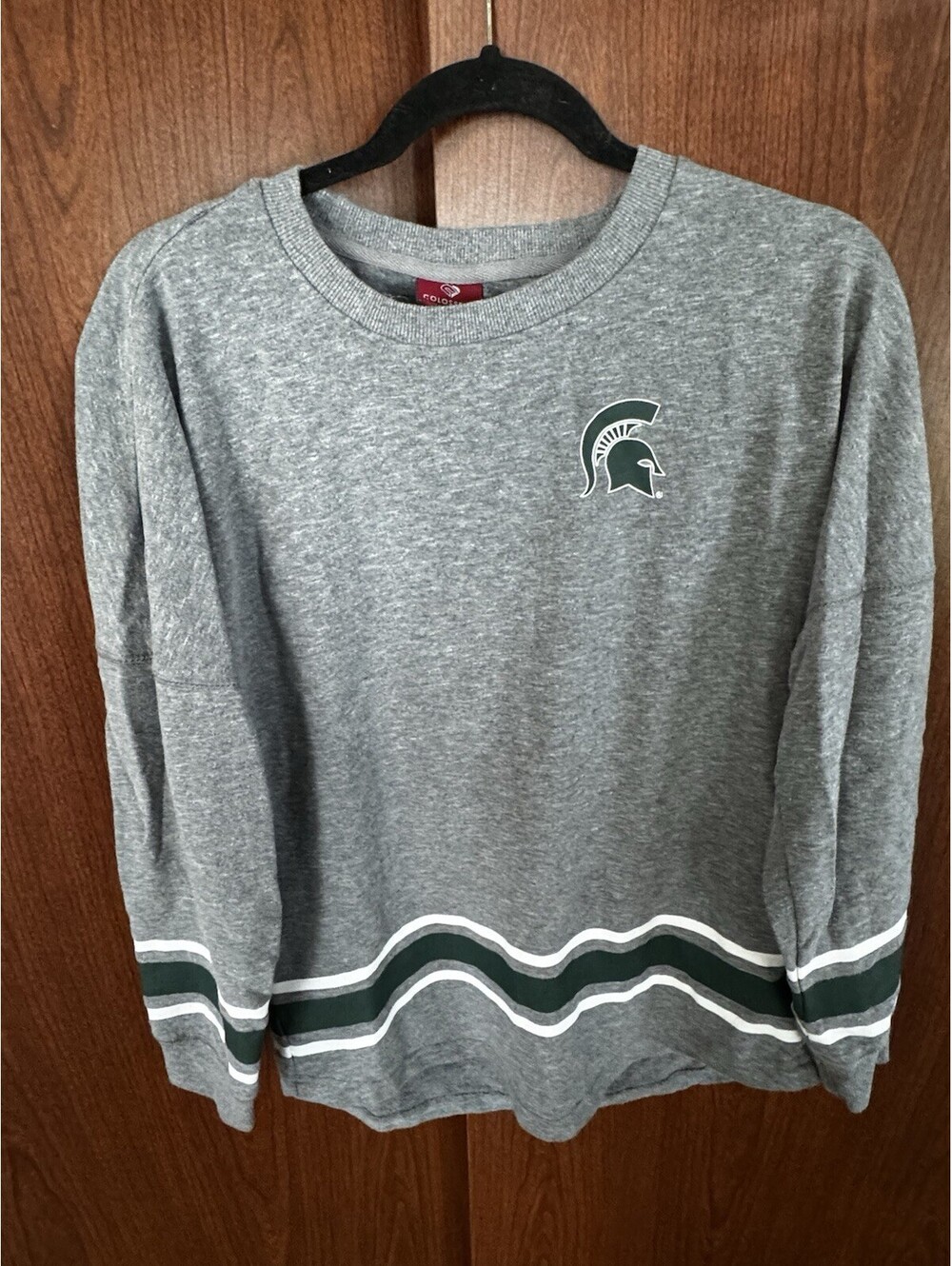 Colosseum Michigan State Spartans Womens XS Sequin Gray Crewneck Pullover